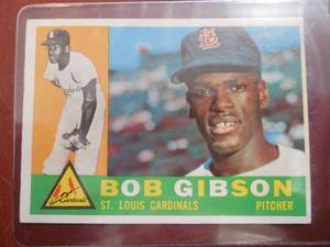 lot 12 image: 1960 Topps Bob Gibson #73 Near Mint Condition HOFer