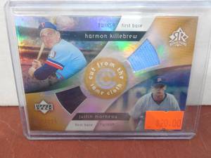 lot 20 image: 2005 Upper Deck Reflections Dual Jersey Card Harmon Killebrew And Justin Morneau Serial #62225