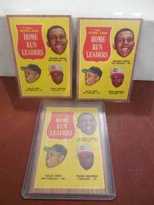 lot 28 image: (3) 1962 Topps NL Home Run Leaders #54 - Willie Mays, Frank Robinson & Orlando Cepeda Excellent Condition