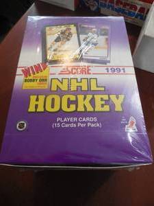 lot 55 image: (2) 1991 Score Hockey Sealed Wax Boxes With (36) Packs Each LK