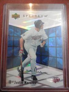 lot 74 image: 2007 UD Spectrum Justin Morneau Autograph Card Serial #2425