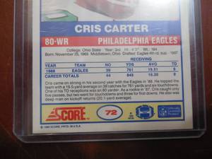 lot 94 image: 1989 Score Cris Carter Rookie Card #72 HOFer LK