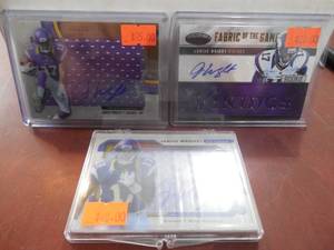 lot 107 image: (3) 2012 Jarius Wright Autograph Jersey Rookie Cards LK