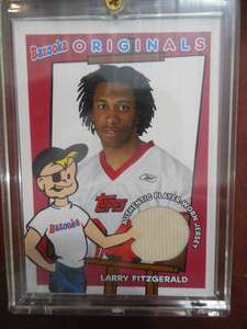 lot 114 image: 2004 Bazooka Originals Jersey Larry Fitzgerald Rookie Card LK