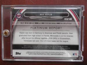 lot 137 image: 2013 Bowman Platinum Max Kepler Autograph Rookie Card