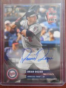 lot 154 image: 2018 Topps National Baseball Card Day Autograph Brian Dozier Serial #109150