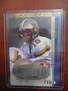lot 166 image: 2001 Sage Hit Drew Brees Rookie Card #R8 Serial #197999 LK