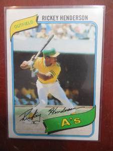 lot 176 image: 1980 Topps Rickey Henderson Rookie Card #482 Excellent Condition