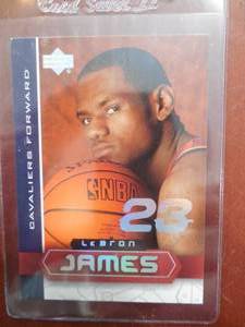 lot 196 image: 2003 Upper Deck LeBron James Rookie Card LBJ-1 LK
