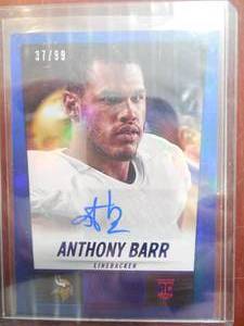lot 197 image: 2014 Score Hot Rookies Anthony Barr Autograph Rookie Card #337 Serial #3799