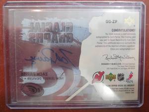 lot 204 image: 2005 Upper Deck Ice Glacial Graphs Autograph Zach Parise Rookie Card LK