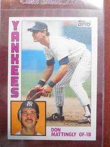 lot 209 image: 1984 Topps Don Mattingly Rookie Card #8 Excellent Condition LK