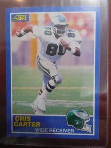 lot 213 image: 1989 Score Cris Carter Rookie Card #72 HOFer LK