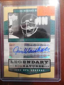 lot 215 image: 2004 Upper Deck Legends Autograph Card Jim Marshall Vikings Great