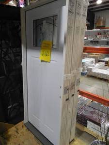 lot 61 image: 36 in. x 80 in. Left Hand Inswing Primed White Smooth Fiberglass Prehung Front Door