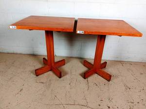 lot 310 image: Two Vintage 25x26 Wooden Cafe Table