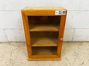 lot 349 image: 18 Wooden Display Case Cabinet With Glass Framed Door