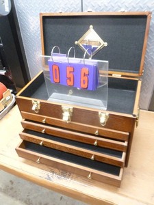 Wood toolcollector box. New condition but has minor scratches. As shown.