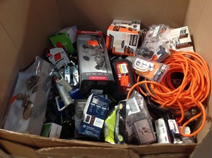 Gaylord full of assorted door knobs and hardware customer returns open boxes