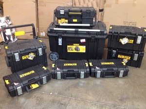 Large lot of assorted Dewalt Tool boxes see pictures