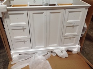 Home Decorators Stratfield 48 in. W x 22 in. D x 34 in. H Bath Vanity Cabinet Only in White see pictures
