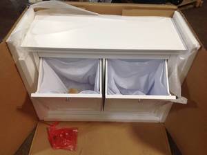 Home Decorators Hampton Harbor 35 in. Double Tilt-Out Hamper in White see pictures