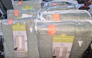 lot 50 image: 6 JC Penney Home Quinn Basketweave Grommet Curtain Panels 50 x 84