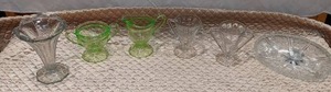 lot 62 image: Vaseline & Etched Glass Cream & Sugar Sets & More