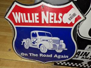 lot 30 image: Willie Nelson & Route 66 Metal Road Signs