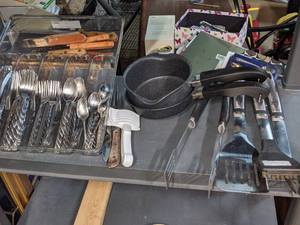 lot 113 image: Flatware, Knives, Pans & Utensils