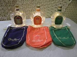 (F-0) Lot of 3 Light-Up Crown Royal...