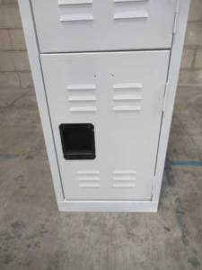 lot 412 image: Sandusky 66 in. H x 15 in. W x 18 in. D 3-Tier Welded Steel Storage Locker in White LF3B151866-22