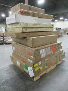lot 416 image: WHOLESALE MIXED PALLET OF BED FRAMES AND MEDICINE CABINETS