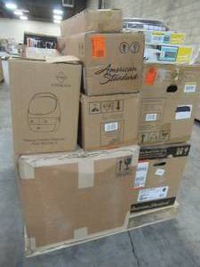 lot 307 image: WHOLESALE MIXED PALLET OF MISCELLANEOUS VANITY SINKS, TOILET BOWLS, BATHROOM ACCESSORIES AND MORE