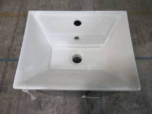 lot 448 image: Home Decorators Collection Glovertown 17.3 in. x 14.3 in. D Vanity in Midnight Blue with Ceramic Vanity Top in White with White Sink GlovertownCo-MB