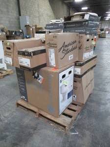 lot 453 image: WHOLESALE MIXED PALLET OF TOILETS, TOILET PARTS AND VANITY TOP