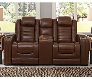 lot 3 image: BRAND NEW - Signature Design By Ashley Backtrack Power Reclining Loveseat with Console, U2800418 - All The Bells and Whistles - LOW RESERVE OF $1100.00