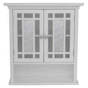lot 208 image: Elegant Home fashions Winfield 22 in. W x 24 in. H x 7 in. D Bathroom Storage Wall Cabinet with Mosaic Glass in White, ELG-527