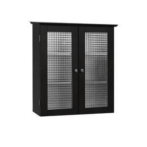 lot 209 image: Elegant Home Fashions Cape Cod 22-12 in. W x 25 in. H x 8 in. D Bathroom Storage Wall Cabinet with Two Glass Doors in Espresso, HDL6209.