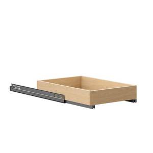 lot 210 image: Hampton Bay Shaker Ready To Assemble 13.68 in. W x 3 in. H x 21.1 in. D Soft Close Roll Tray in Natural Wood, HKX-SCRT18