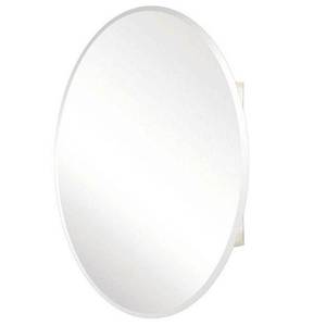 lot 213 image: Pegasus 24 in. x 36 in. Recessed or Surface-Mount Oval Bathroom Medicine Cabinet with Oval Beveled Mirror, SP4583