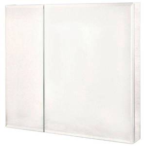 lot 214 image: Pegasus 30 in. x 30 in. Frameless Recessed or Surface-Mount Bi-View Bathroom Medicine Cabinet with Beveled Mirror, SP4586