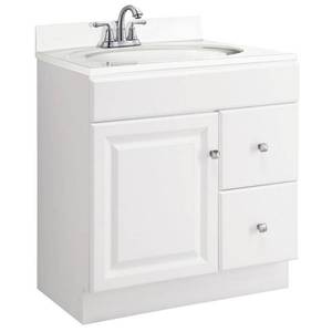 lot 229 image: Design House Wyndham 30 in. W x 18 in. D Unassembled Bath Vanity Cabinet Only in White Semi-Gloss, 597203.