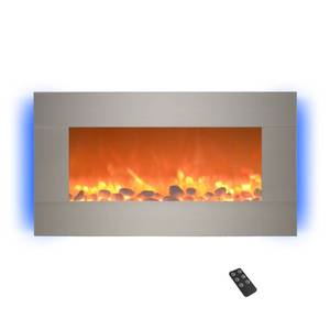 lot 319 image: NorthWest Electric Indoor Fireplace-Wall Mounted with 13 Backlight Colors, Adjustable Heat and Remote, 31 x 5 x 16 34 Tall. (Brushed Silver), 80-BL31-2002.