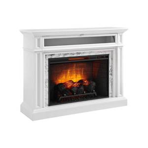 lot 321 image: Home Decorators Collection Alana 52 in. W Infrared Media Electric Fireplace in White, 1457FM-33-201 - A Couple DingsChips on the RH Side.