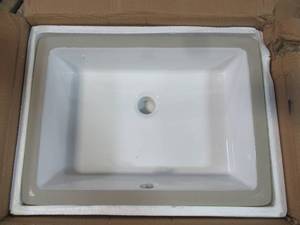 lot 212 image: James Martin Large Rectangle Undermount Ceramic Sink White, SNK-RCT-WHT.
