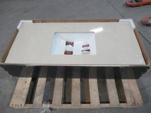 lot 235 image: Home Decorators Collection 49 in. W x 22 in. D Engineered Marble Vanity Top in Creme with Single Trough Basin