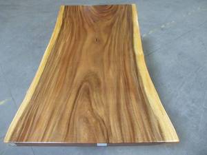 lot 5 image: Solid Wood Live Edge Walnut Dining Table (60362362) With Metal T Bases (MTBD). Approximate Dimensions 60 x 34 x 2 14 - LOW RESERVE OF $400.00