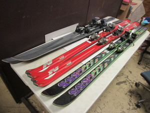 lot 244 image: DOWNHILL SKIS, WOLF SKI COMPANY, ROSIGNOL, NORDICA-BRAND, WITH BINDINGS