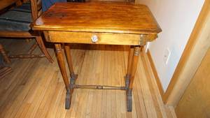 Vintage Wood Side Table with Drawer